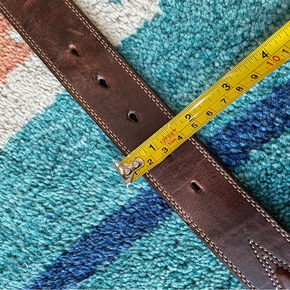 Classic Brown Leather Belt Western Vintage - Picture 3 of 5